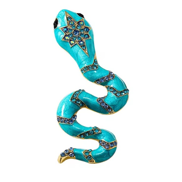 Serpenti Turquoise Crystal Snake Brooch - Picture 4 of 9